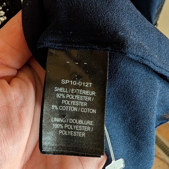 Self Portrait London Georgette And Guipure Lace Blouse Navy Size 4 - Picture 6 of 9